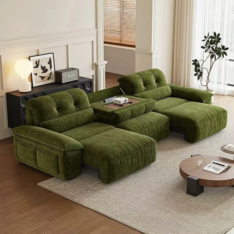 Modern simple electric sofa living room small apartment Chenier zero against the wall intelligent telescopic function sofa bed d view 3