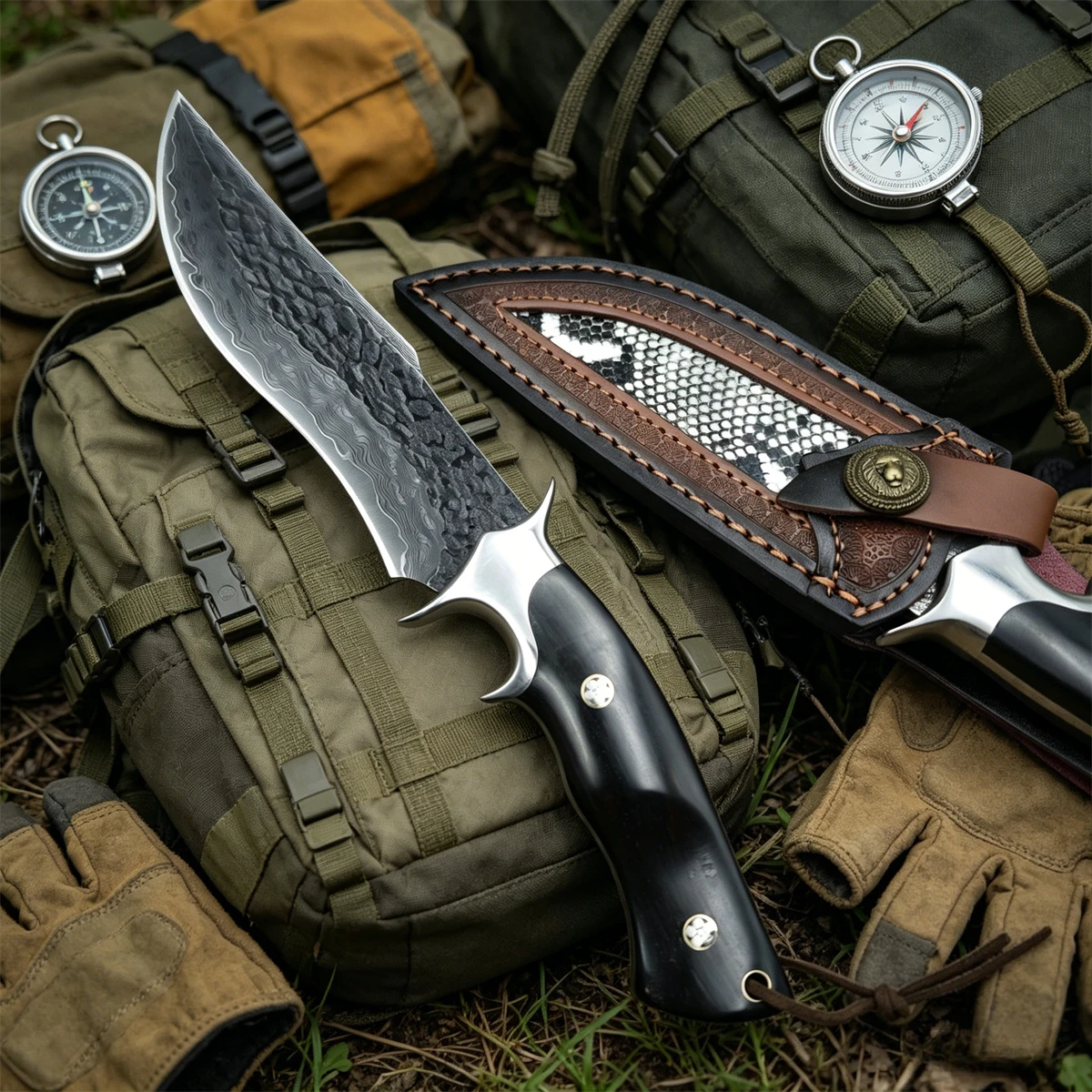 

High hardness VG10 Damascus Blade Ebony Handle Pocket Knife EDC Survival Tools Camping Knives with Gift Box, Christmas Gift