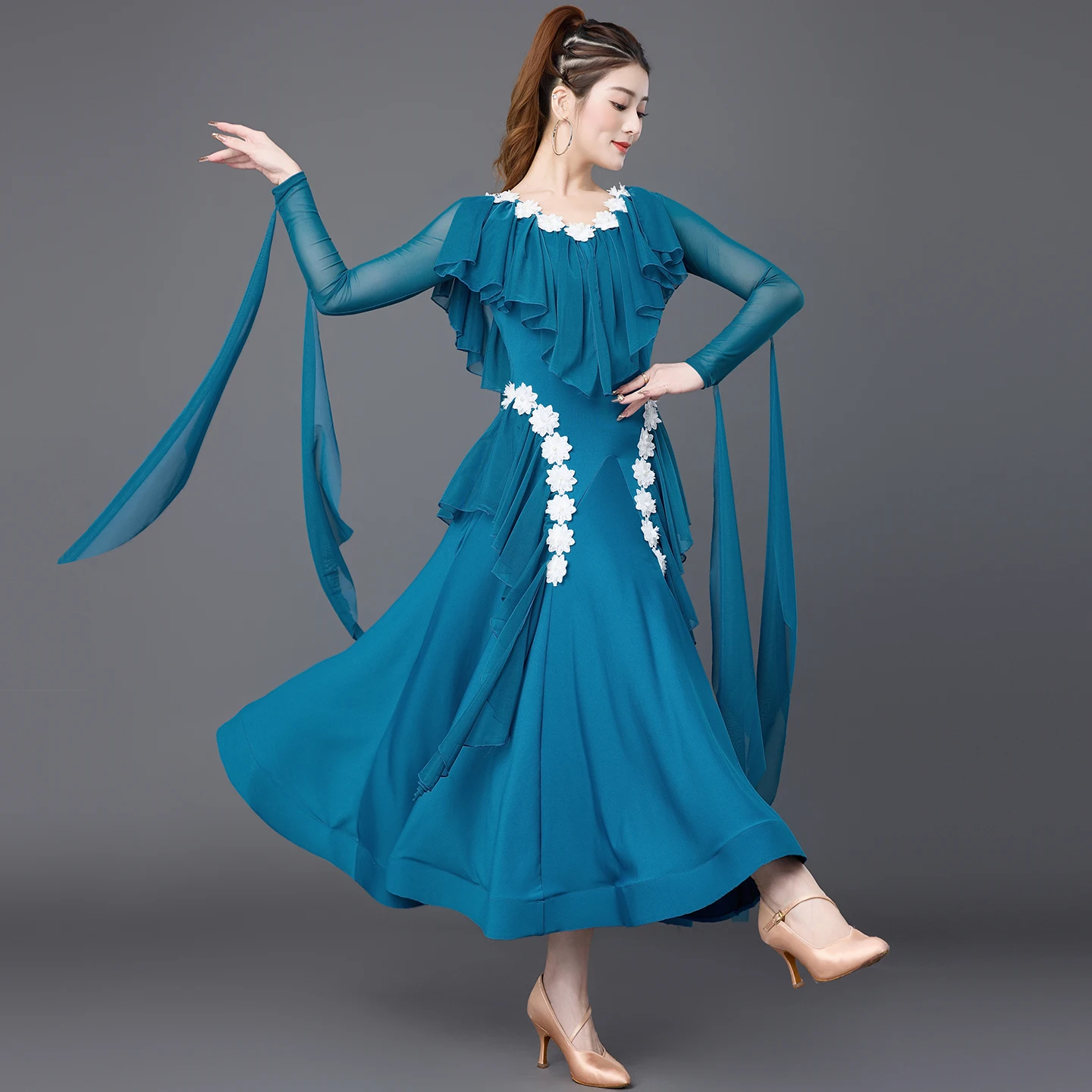 

Modern Dance Dress 2025 New National Standard Waltz Dance Competition Table Performance Clothing Decal Dress Ly7231