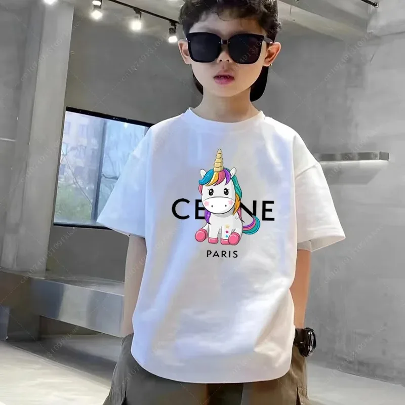 Cartoon T Shirt Birthday Gift Clothes Graphic Kids Boys Girls Clothes Children Tops Short Sleeved Kawaii Cotton T Shirts