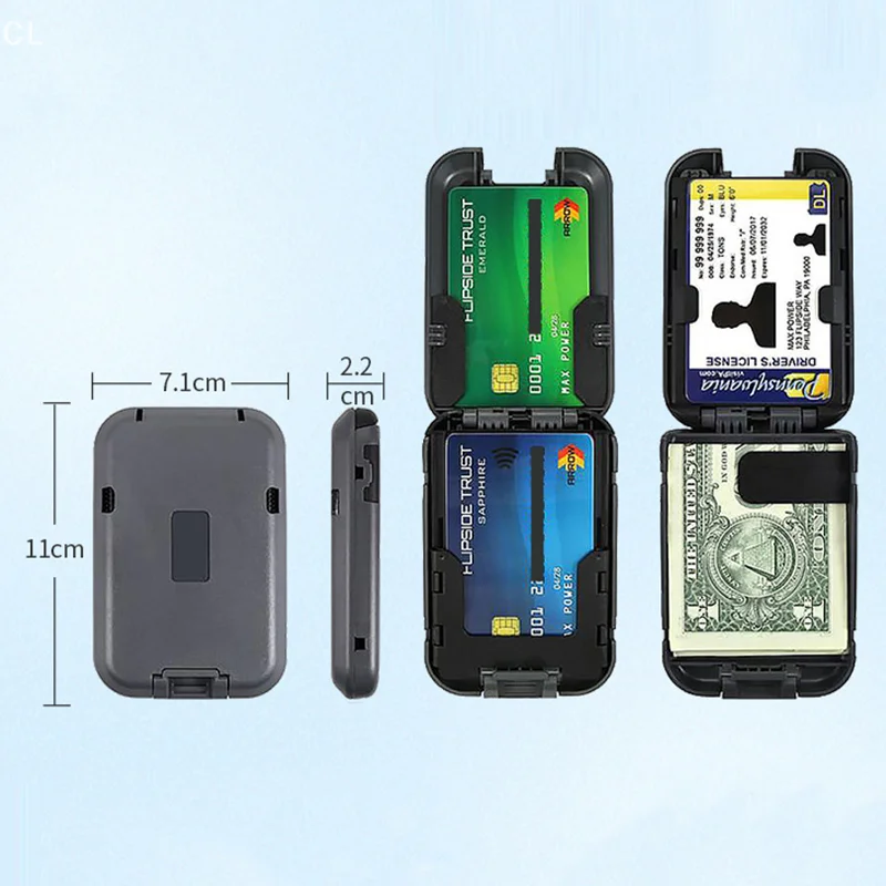 محفظة رفيعة تحجب تحديد الهوية بموجات الراديو للرجال، محفظة معدنية قابلة للإزالة مع مشبك نقود للرجال مقاومة للسحق