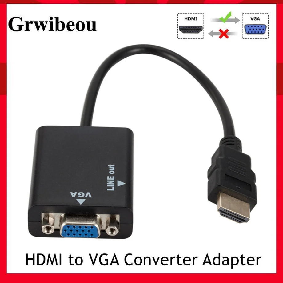 

Grwibeou Hdmi-compatible To VGA Converter Adapter Cable With P2 Audio Output For PS4 PC Laptop TV Box To Projector Displayer