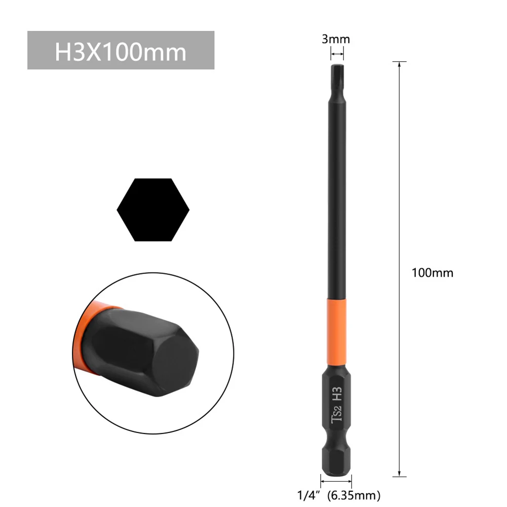 Juego de brocas de llave Allen de cabeza hexagonal, destornillador magnético de cambio rápido de 1/4 pulgadas, H2, H2.5, H3, H4, H5, H6