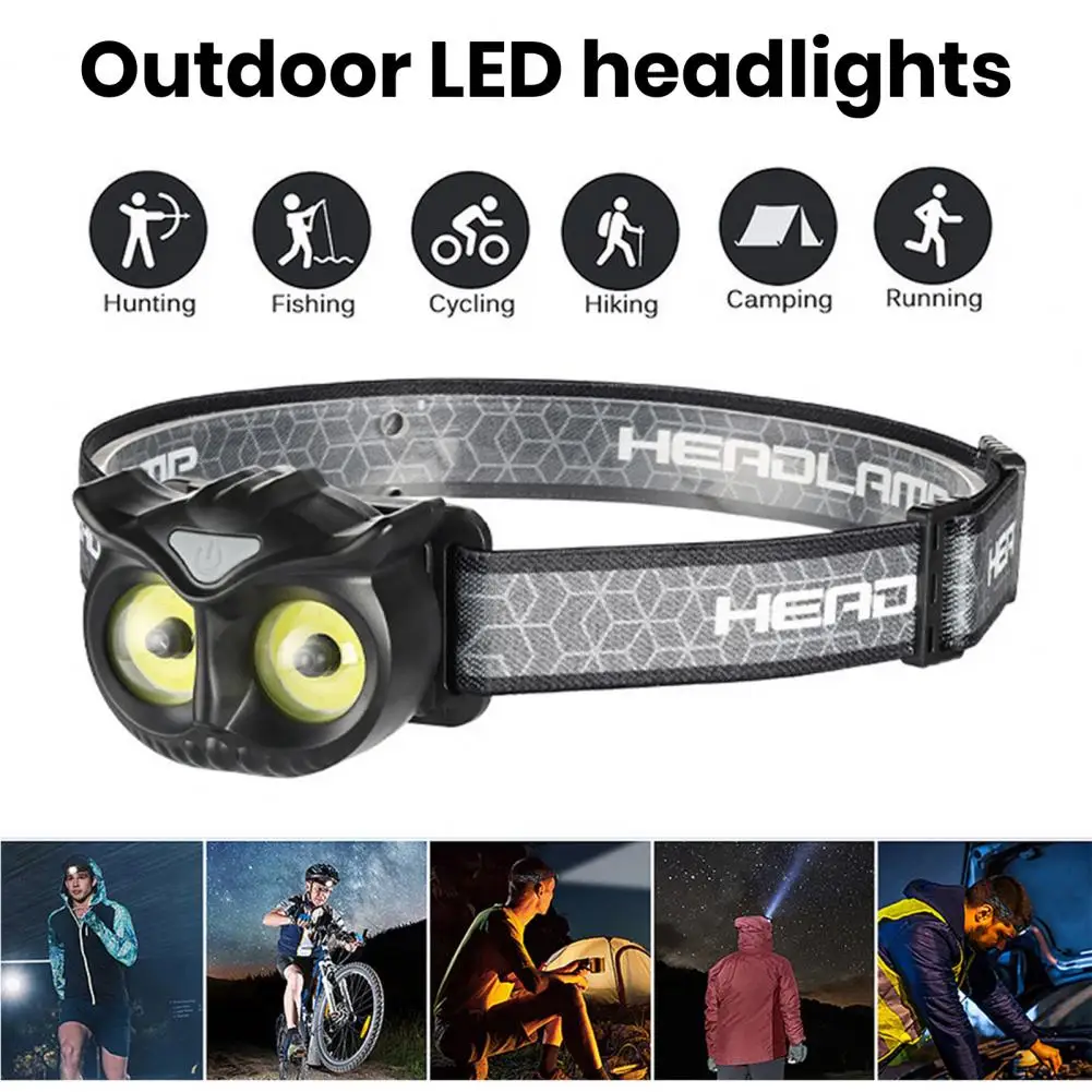 Owl Shape LED Headlamp Type-c Charging Flashlight Head Torch Detachable Fishing Headlight Outdoor Camping Head Lamp