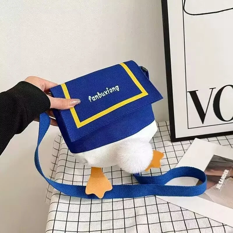 Canvas Crossbody Bag, Duck Butt Design, Cute Style Shoulder Bag, Suitable for Daily Travel