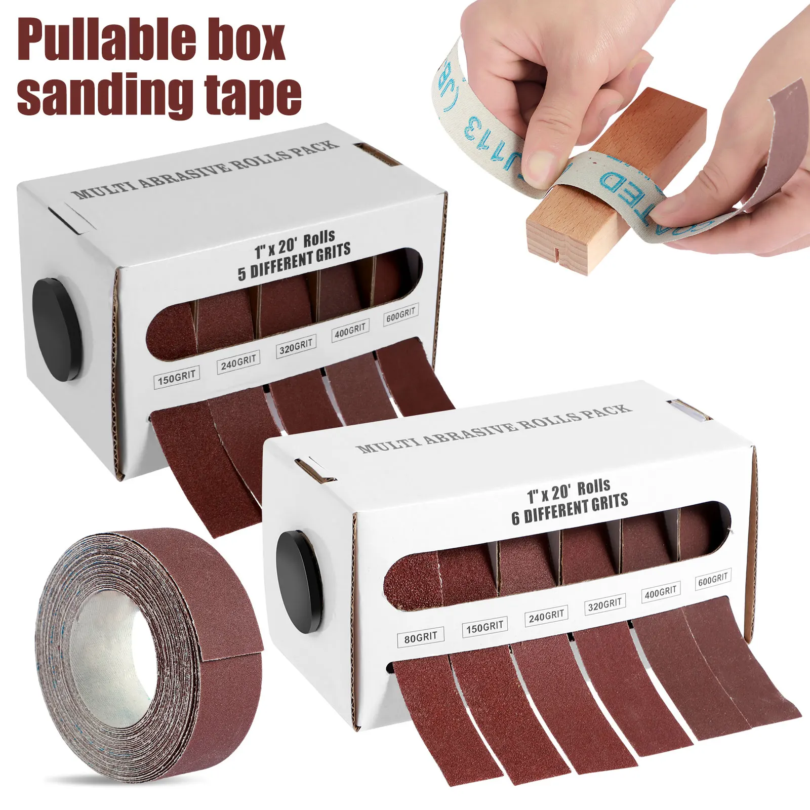 

5/6 рулонов длинной абразивной наждачной бумаги в штучной упаковке, шлифовальная лента из оксида алюминия, выдвижная абразивная бумага, зернистость 80/150/240/320/400/600