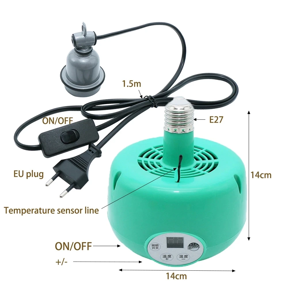 Pet Heater Farm Animal Warm Light Chicken Thermostatic Temperature Controller Heating Lamp Reptile Box 300W Connect E27 Pedestal