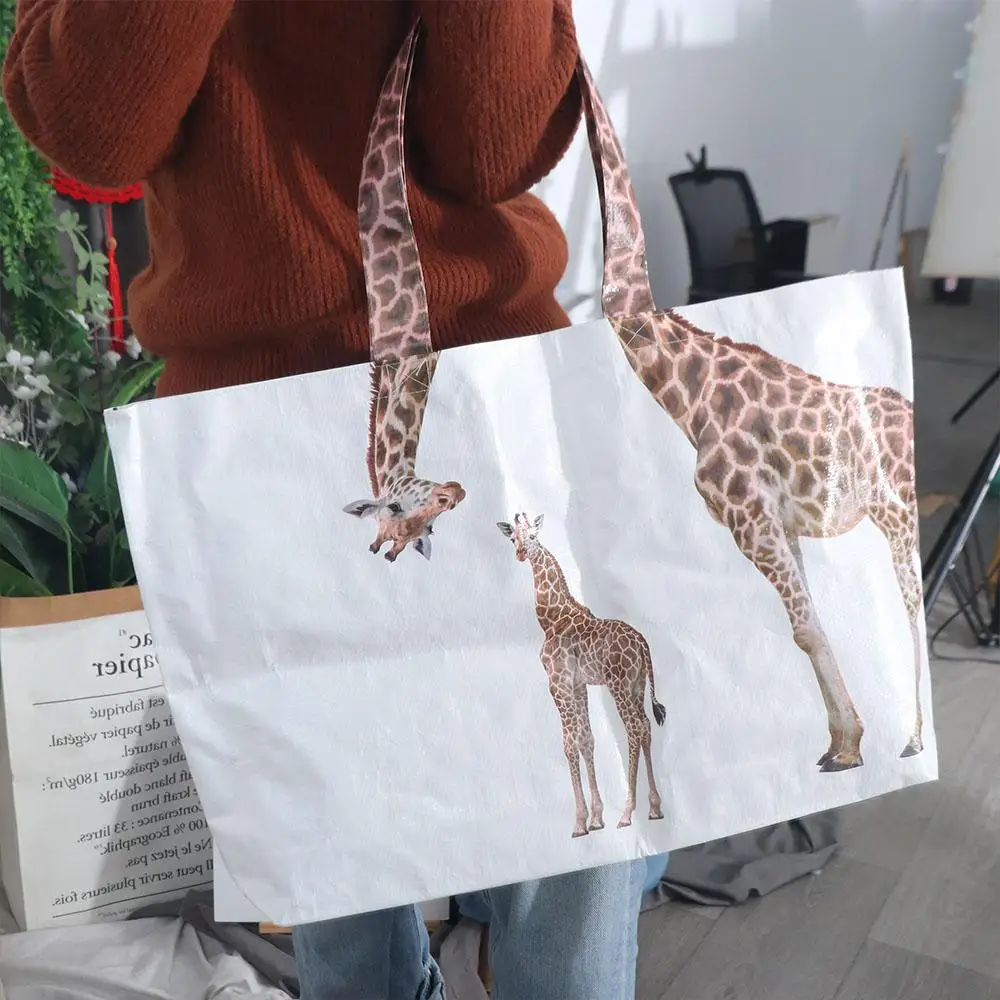

Fashion Shoulder Pouch Giraffe Shopping Bag Large Capacity Creative Eco Bag Handbag Eco-Friendly Woven Bag Men