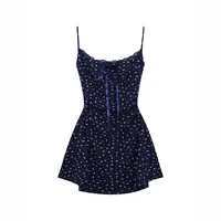 Sweet Spicy Strappy Mini Bodycon Dress Beach Cover-Up for Women Fashionable Fall New Arrivals French Floral Print Waist-Defining - Image 5