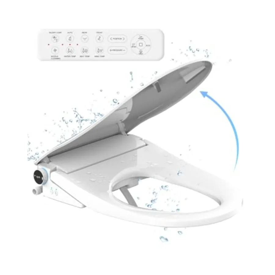 

Smart bidet toilet seat for home use, ABS plastic, white, with four cleaning modes, auto open/close, wider ultra-slim design, f