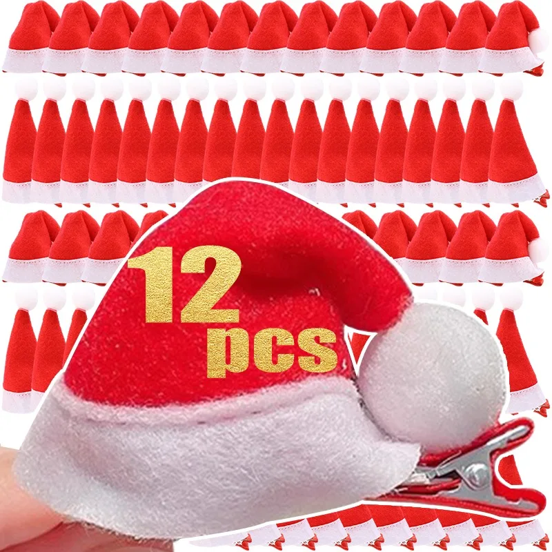 Cute Sweet Christmas Hat Hairpin Santa Claus Cap Hairclip Mini Bright Hat Metal Barrettes Festival Beautify Appearance Hair Clip