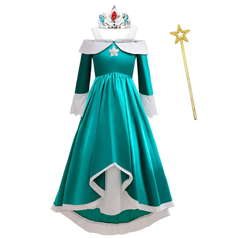 Movie Rosalina Cosplay Costume Dress Crown Accessories Suit Women Princess Costume Ball Gown Halloween Fancy Party Outfits