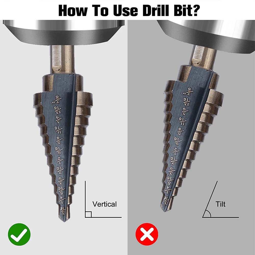 5Pcs HSS Titanium Step Drill Bit Set stepped Straight Groove Cobalt Multiple Hole cone Metal Hole Saw Cutter Hex Tools