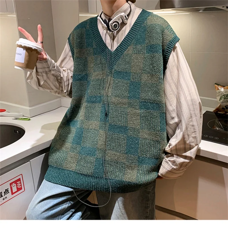 

Новый жилет 2025 года, вязаный свитер для осенней и зимней верхней одежды, трендовый свободный свитер без рукавов с v-образным вырезом