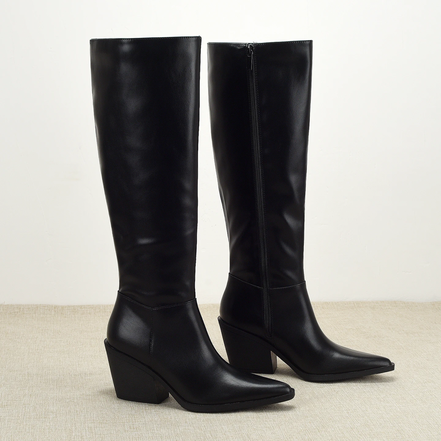 Classic Black Knee-High Boots Women's Chunky Heel Fashionable Comfortable Spring 2026 New Style High-Intensity Rider Boots