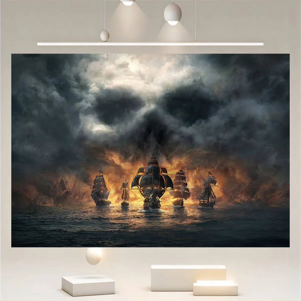 Pirate Ship Sea Rainstorm Backdrop Ghost Banner Haunted Game House Party Decorations Photography Fantasy Horror Island Room