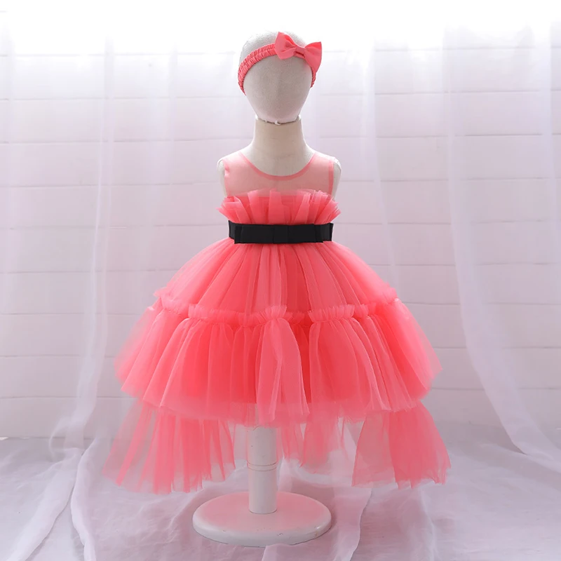 Toddler Trailing Ceremony 1 st Birthday Dress For Baby Girl Clothes Baptism Fluffy Princess Dress Girls Dresses Party Gown 0-2Y