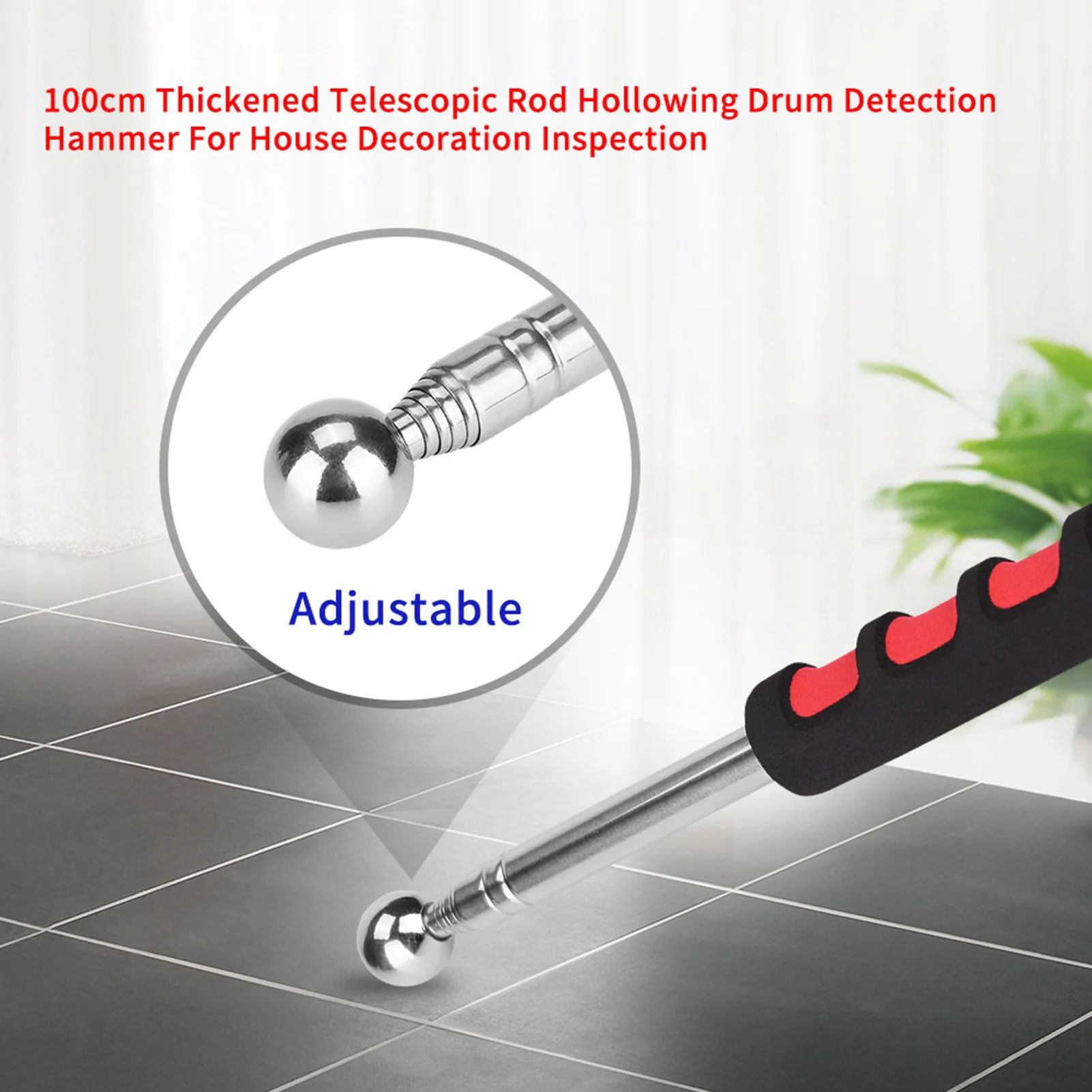 115cm Thickened Telescopic Rod Hollowing Drum Detection Hammer For House Decoration Inspection