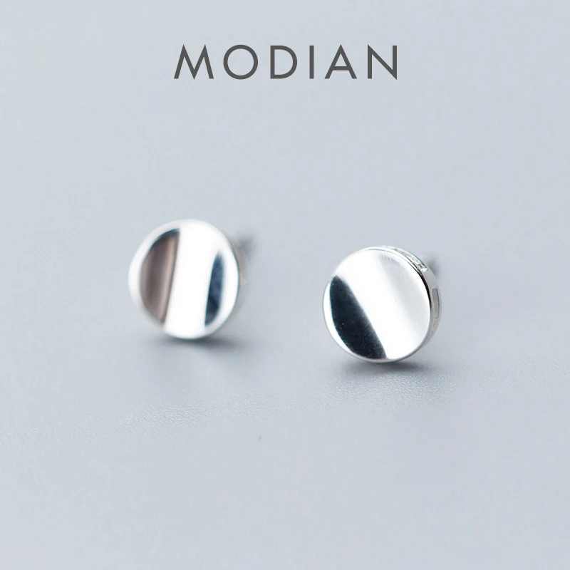 Modian Fashion prosta unikalna konstrukcja okrągły wkręt kolczyki dla kobiet 925 srebro srebrne wesele oświadczenie biżuteria Brincos