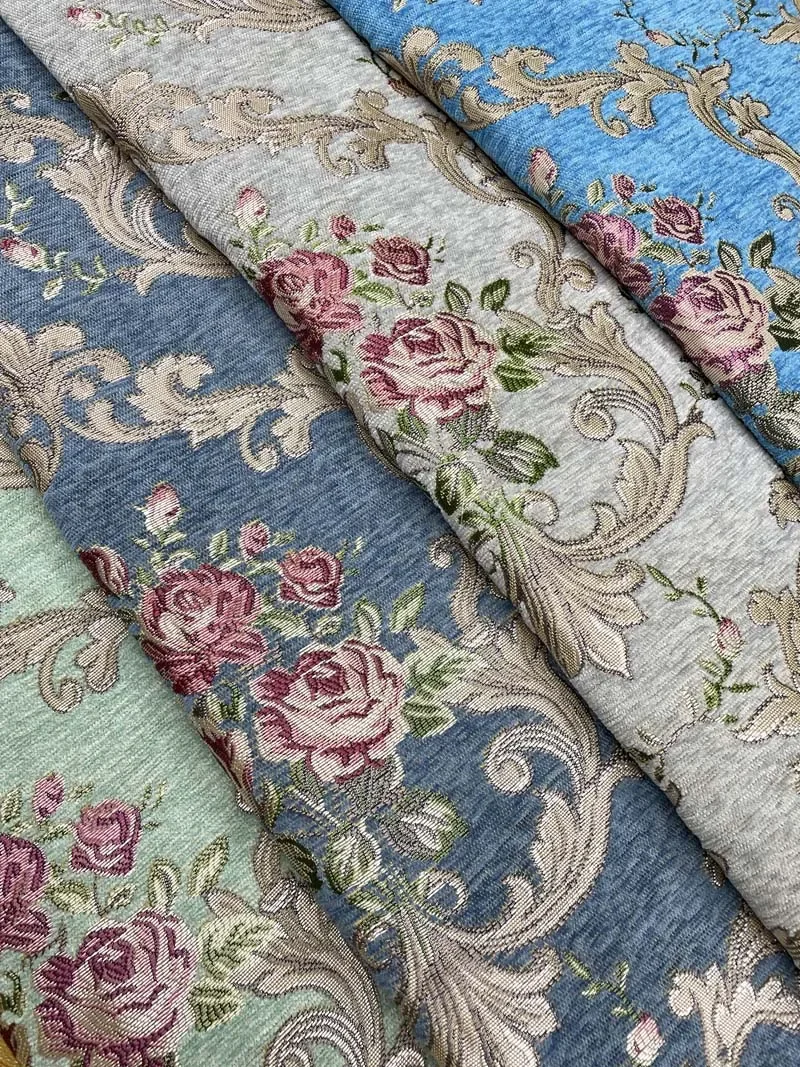 Fashion Chenille Fabric Jacquard By The Meter for Upholstery Curtains Sofa Covers Sewing Flower Pattern Furniture Cloth Drooping