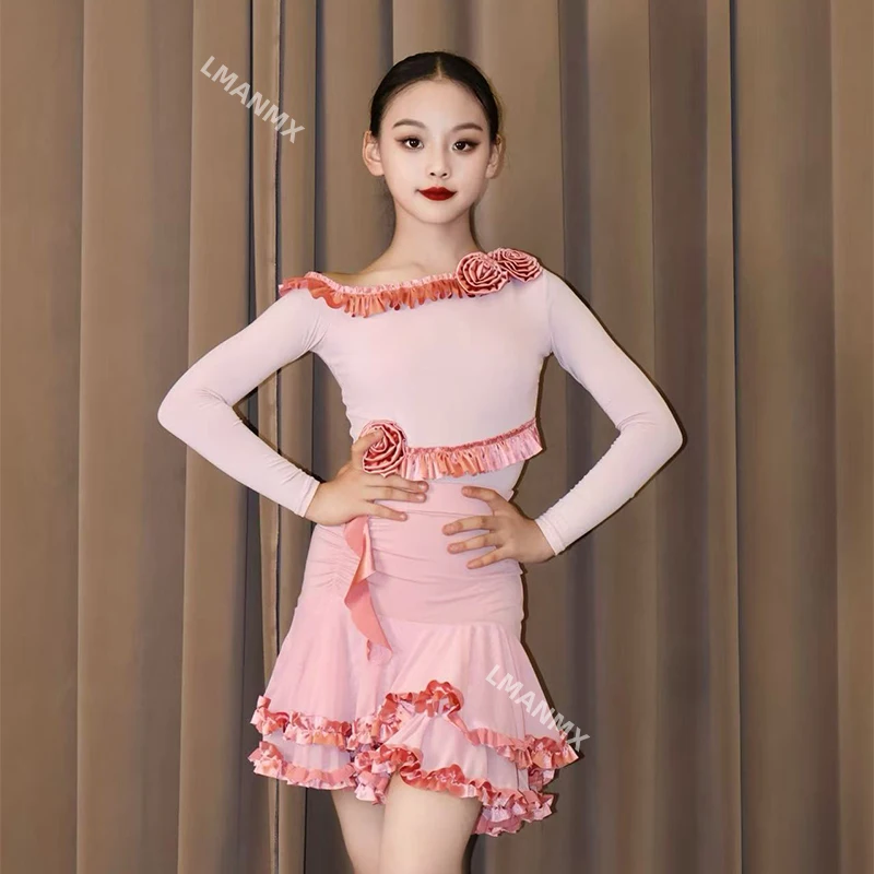 

2025 Autumn/Winter New Latin Dance Dress, Girls' Daily Practice Dress, Children's Performance Dress