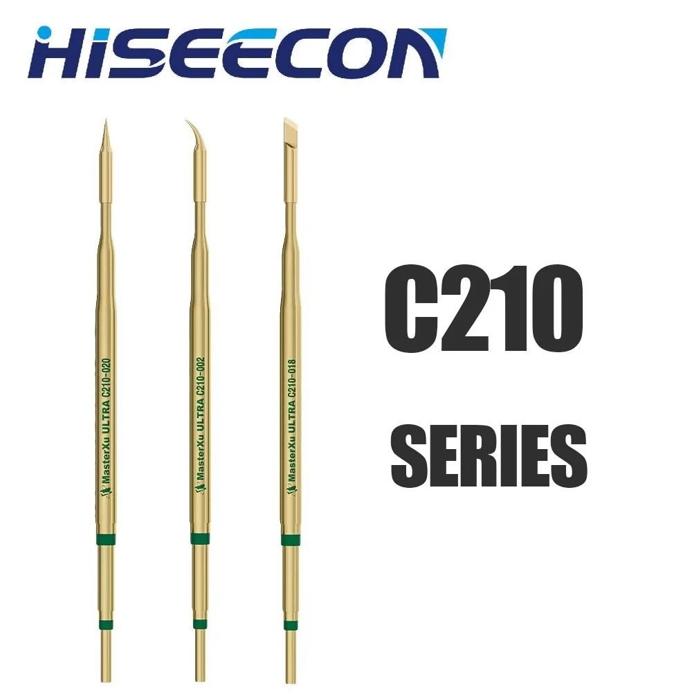 HISEECON Original C210 2Pcs serie di punte per saldatore integrato per JBC T210 maniglia GVM T12 YIHUA stazione di saldatura Spot Weldin