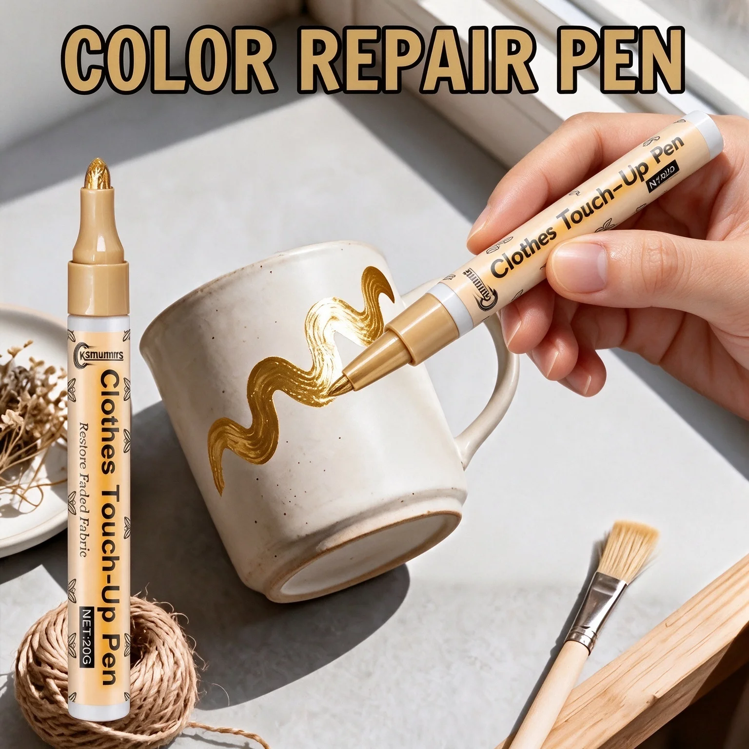 Upgraded Marker Pen - Furniture Gilding Pen, Quick-Drying Fine Tip, for Metal Scratch Repair, Specially Designed for Cabinets,