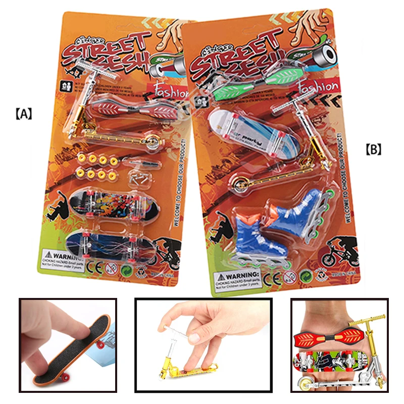 Mini Finger Skateboard Set Toys Random Color and Style Surfboard Finger Skating Shoes Finger Skateboard Beginner Kits