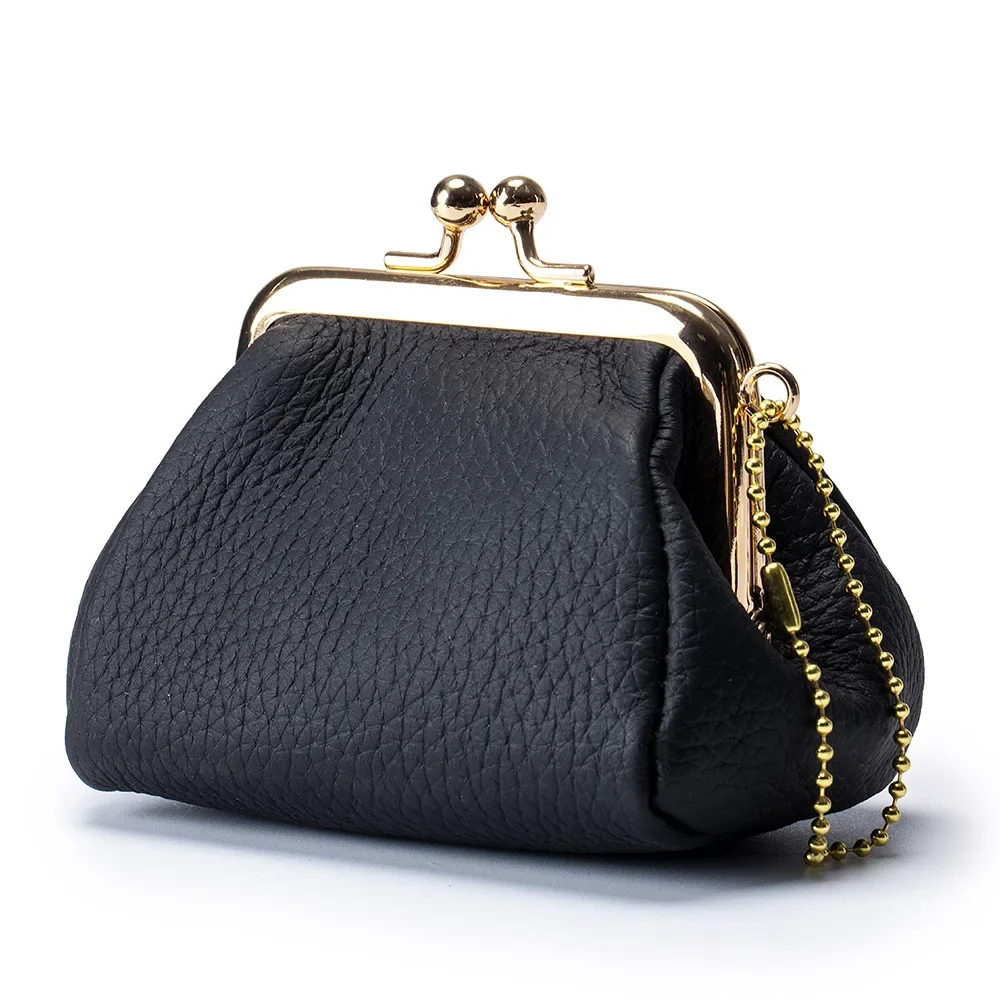 Oryginalne skórzane mini portmonetki Vintage Marka Kiss Lock Design Change Purse New Cute Coin Purse Coins Organizer Pouch dla kobiet