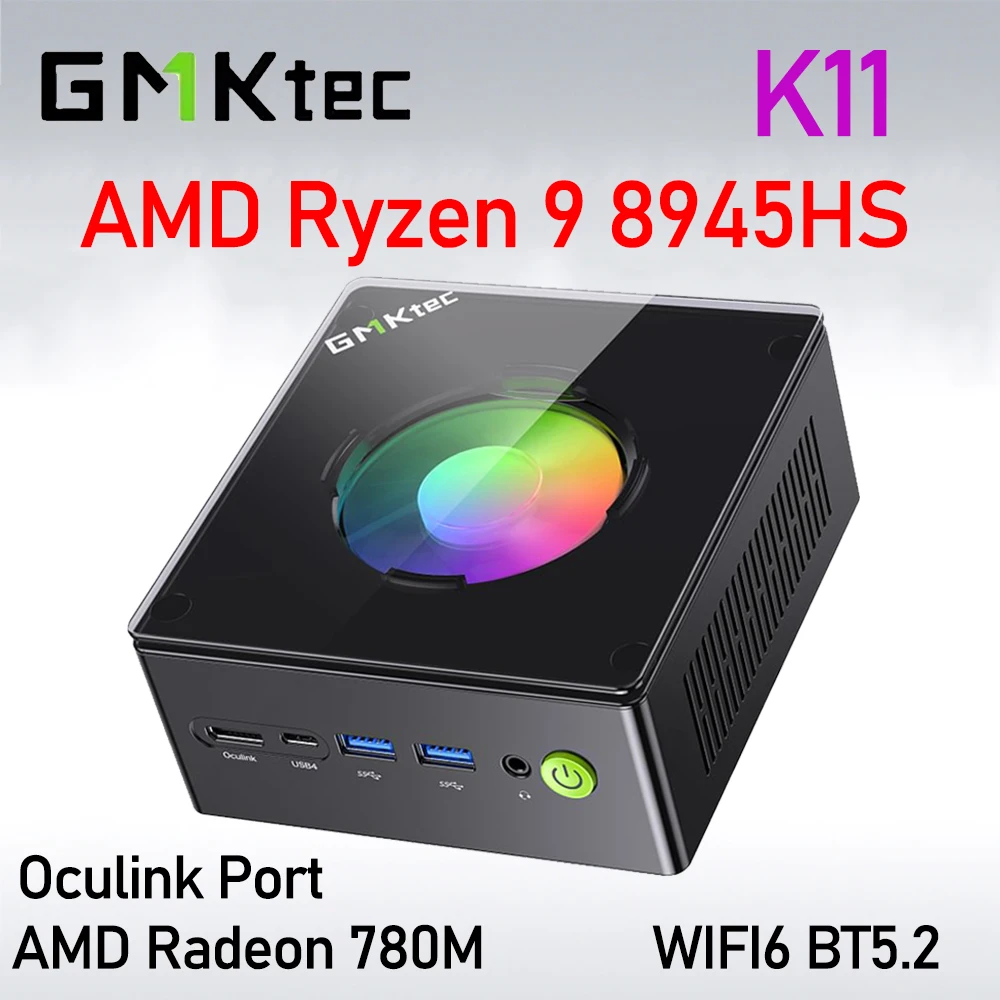 GMKtec K11 AMD Ryzen 9 8945HS MINI PC DDR5 5600Mhz PCIE4.0 SSD Windows 11 PRO WIFI6 BT5.2 Oculink Desktop MINI PC Gamer Computer