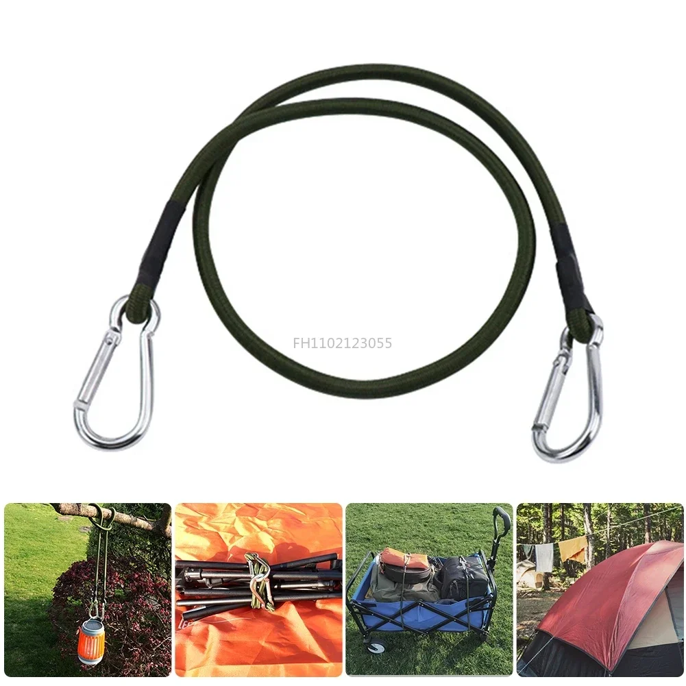 Outdoor Heavy Duty Bungee Cord Elastic Tie Strap String Carabiner Hooks Kayak Cycling Luggage Packing Ropes Camping Accessories