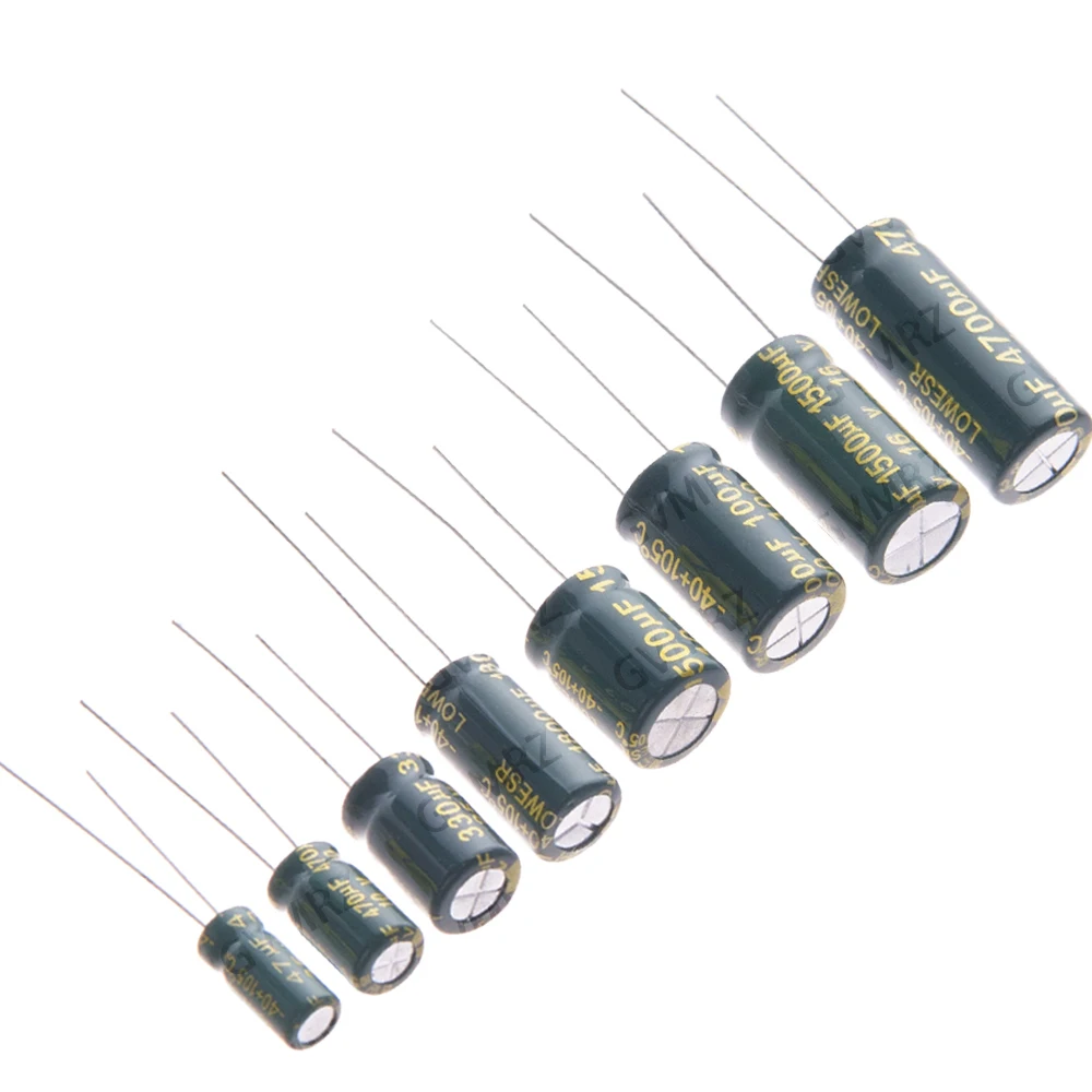 100UF 220UF 330UF6.3V 10V 16V 25V 35V 50V 63V 100V 160V High Frequency Low ESR Aluminum Capacitor 680UF 1000UF 1500UF 2200UF
