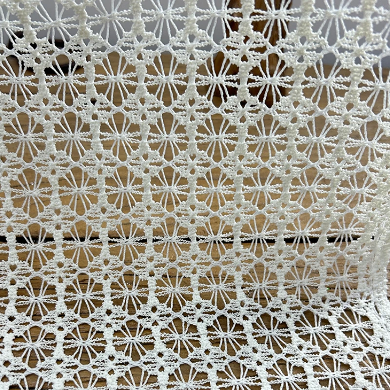 Hollow Perspective Mesh Lace Fabric Snowflake Pattern for Clothing Fashin Designer Diy Sewing Material Cloth Handmade