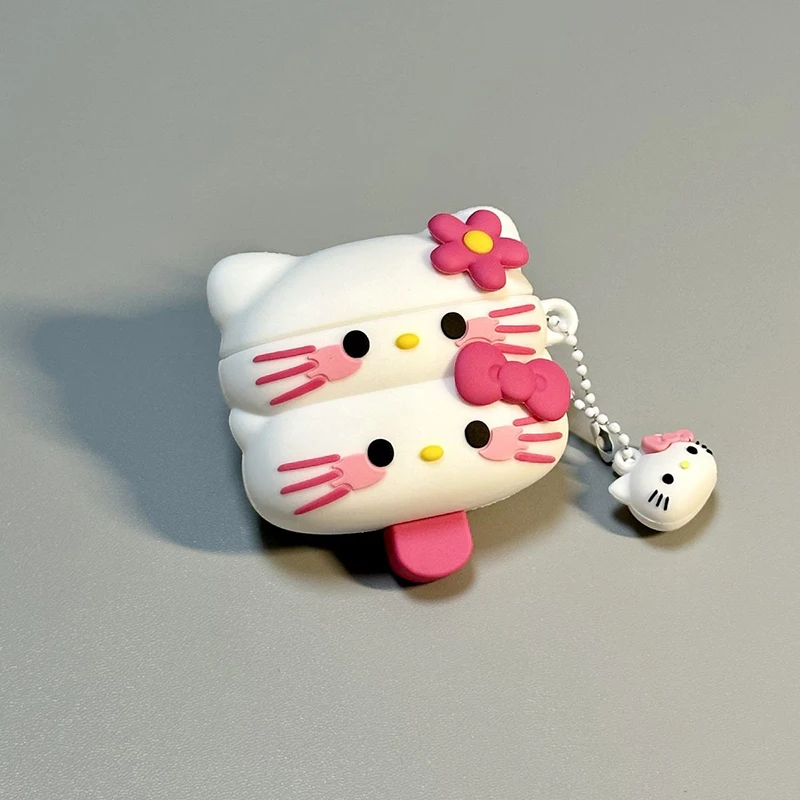 Mininstants-Étui Hello Kitty pour Airpods, crème glacée mignonne, dessin animé charmant, anime, pendentif confortable, personnalité réglable, étui pour écouteurs