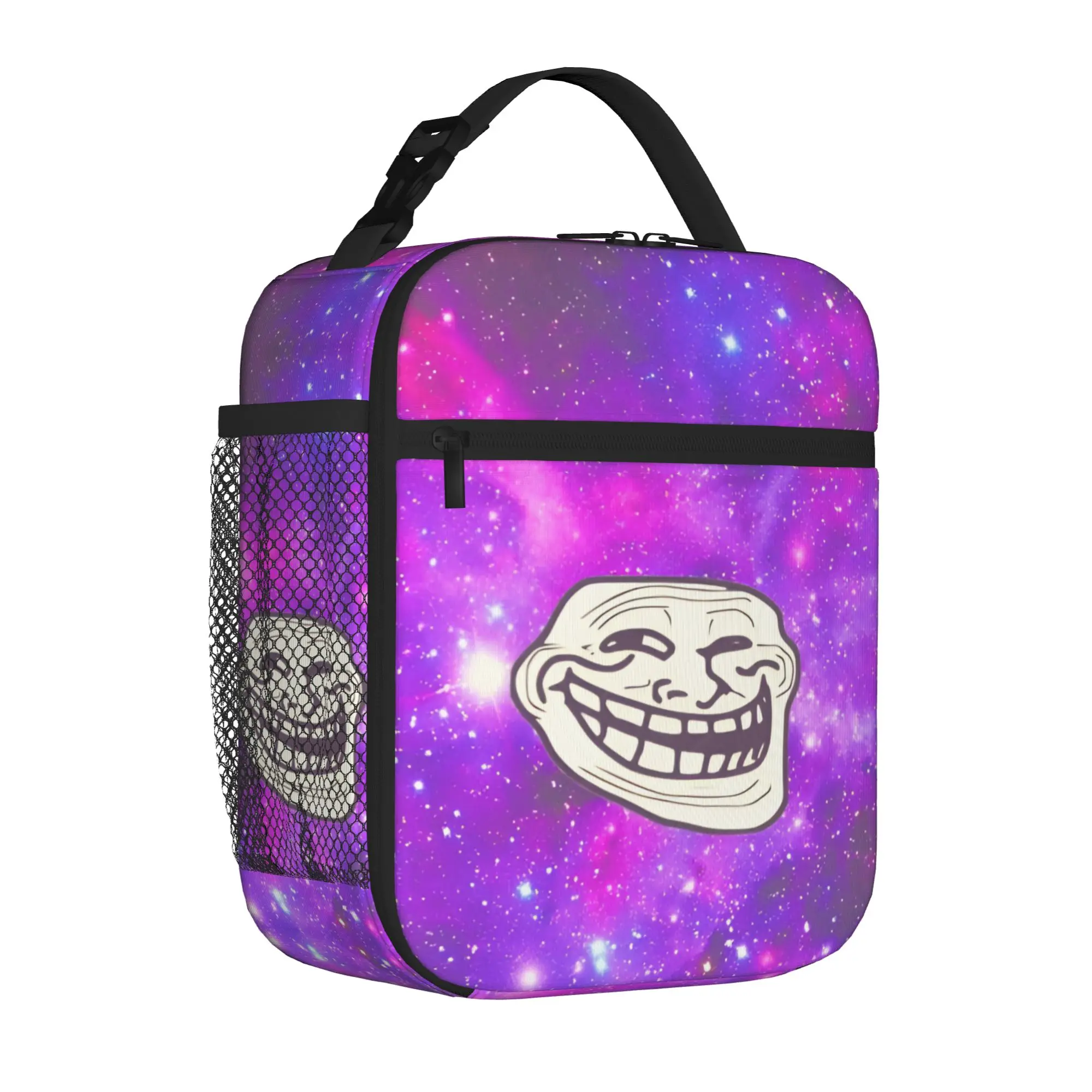 Space Troll Face Meme Funny Tote Insulated Lunch Bag Comic Humor Carry Food Bags Reusable Cooler Thermal Travel Washable Bento