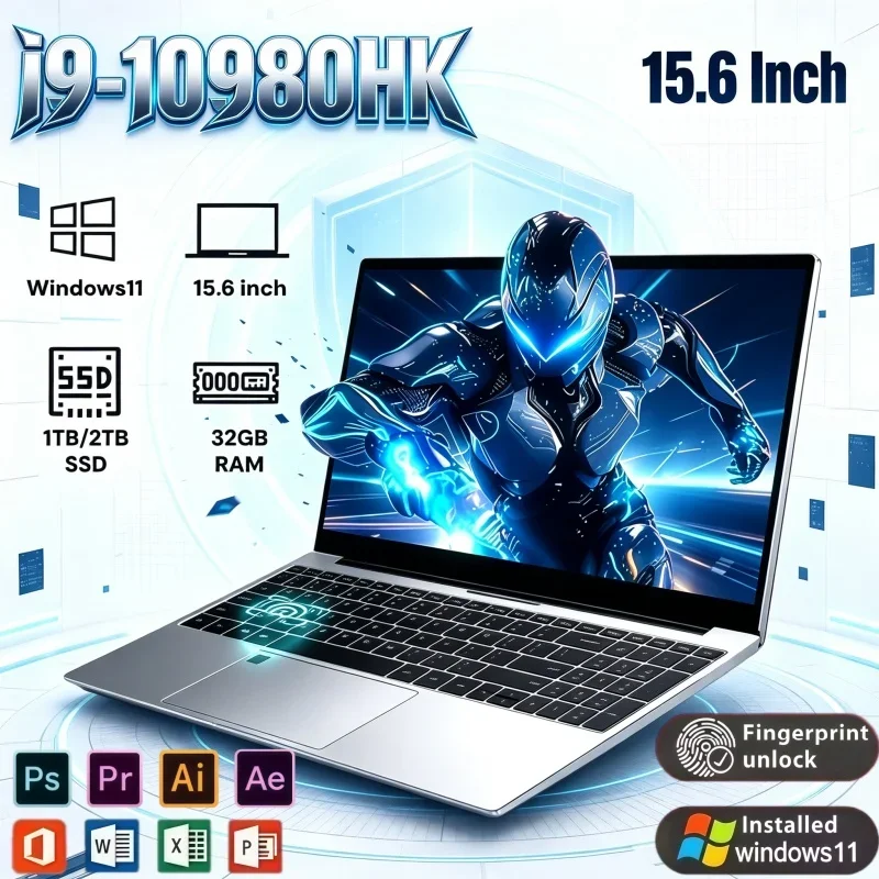 15.6 Inch Portable Laptop Computer 32GB RAM 2TB SSD Intel I9 10980HK Windows 11 Notebook For Office, Study & Leisure Time