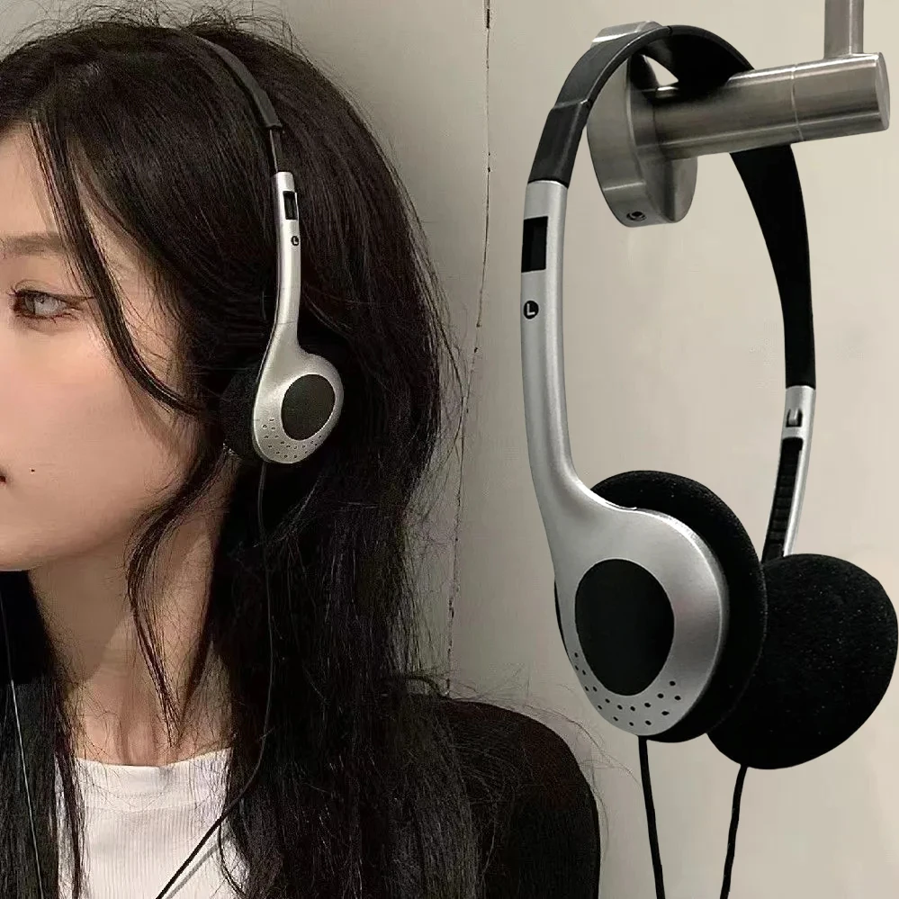 Auriculares portátiles Retro con personalidad, auriculares sobre la oreja, auriculares con cable de 3,5mm, accesorios para fotos, estilo de moda negro
