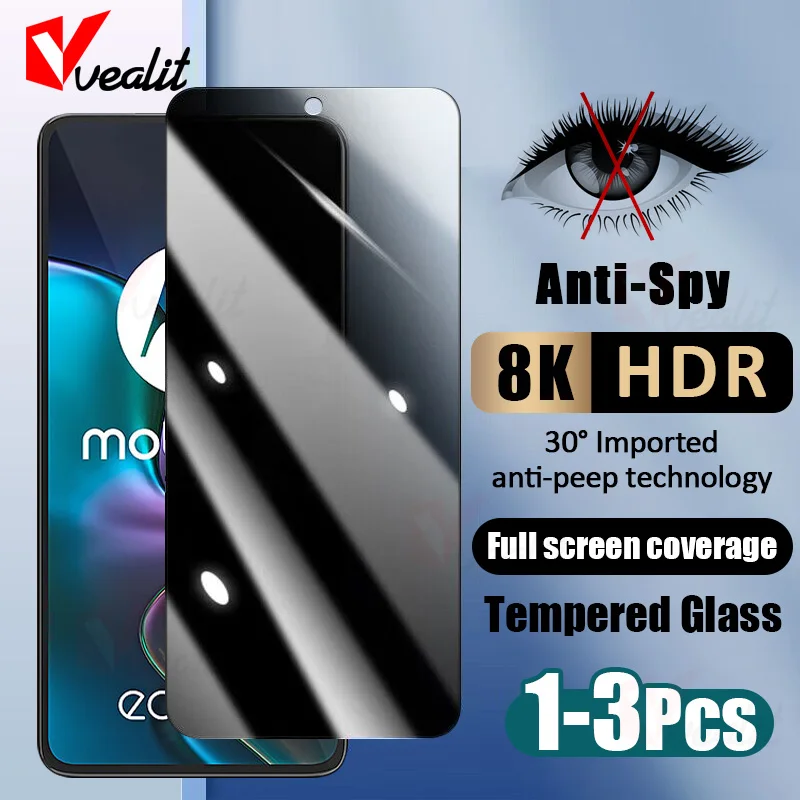 

1-3Pcs Anti-spy Tempered Glass for Motorola Edge 30 20 Pro Lite Screen Protectors for Moto E40 E30 E20 E22 E32 G50 G30 G20 G10