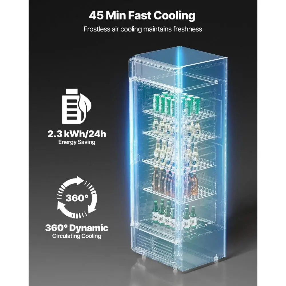 ثلاجة العرض التجارية 13.3CUFT باب زجاجي Merchandiser عرض مبرد لتخزين المشروبات