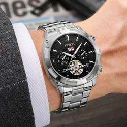 SKROX Tourbillon Automatic Movement Man Knight Watch Stainless Steel Mechanical Waterproof Male Wrist Watches Original Clockwork