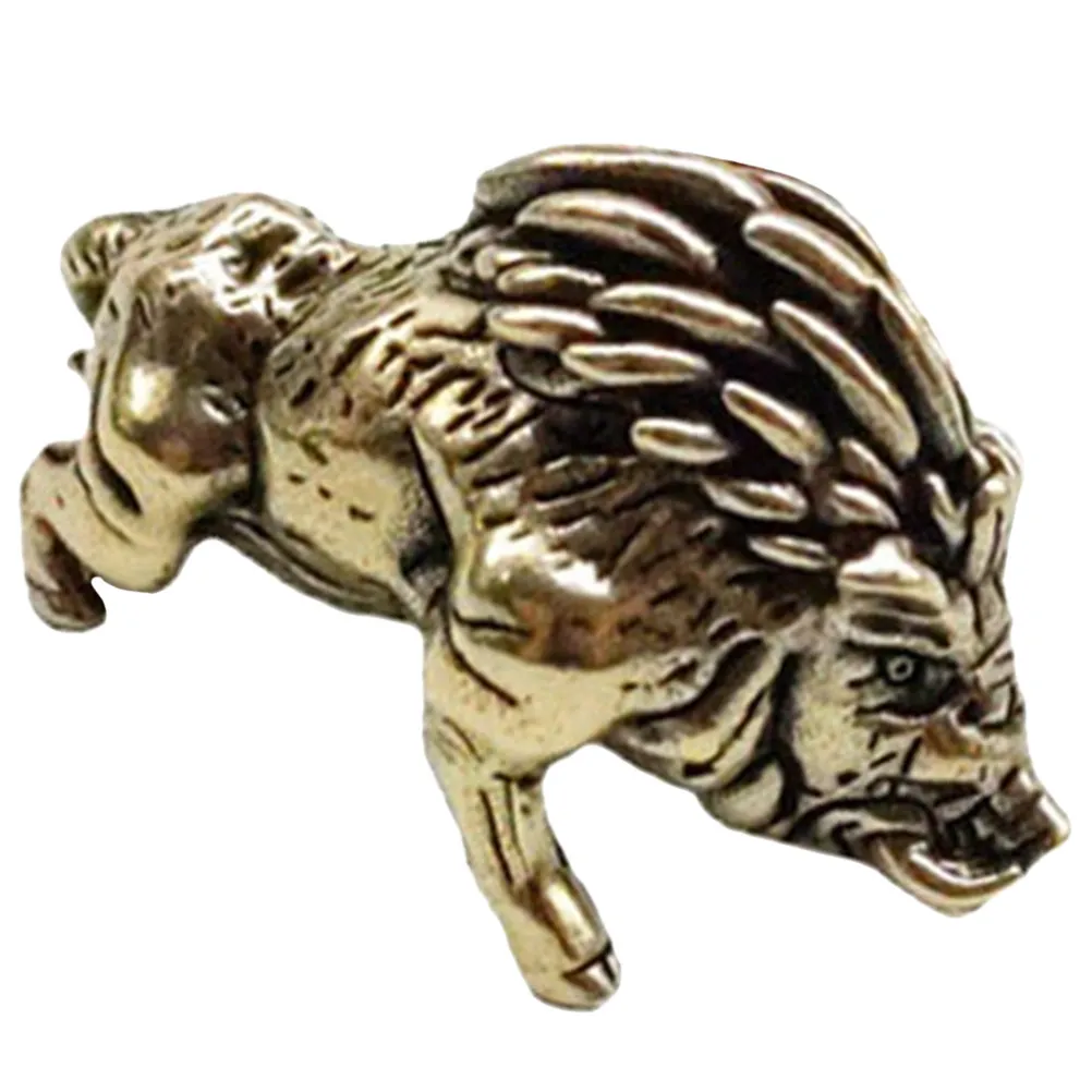 Premium Brass Pig Statue Retro Desktop Decoration Novel Piggy Shape Ornament Home Office Store Mall Tabletop Golden Animal