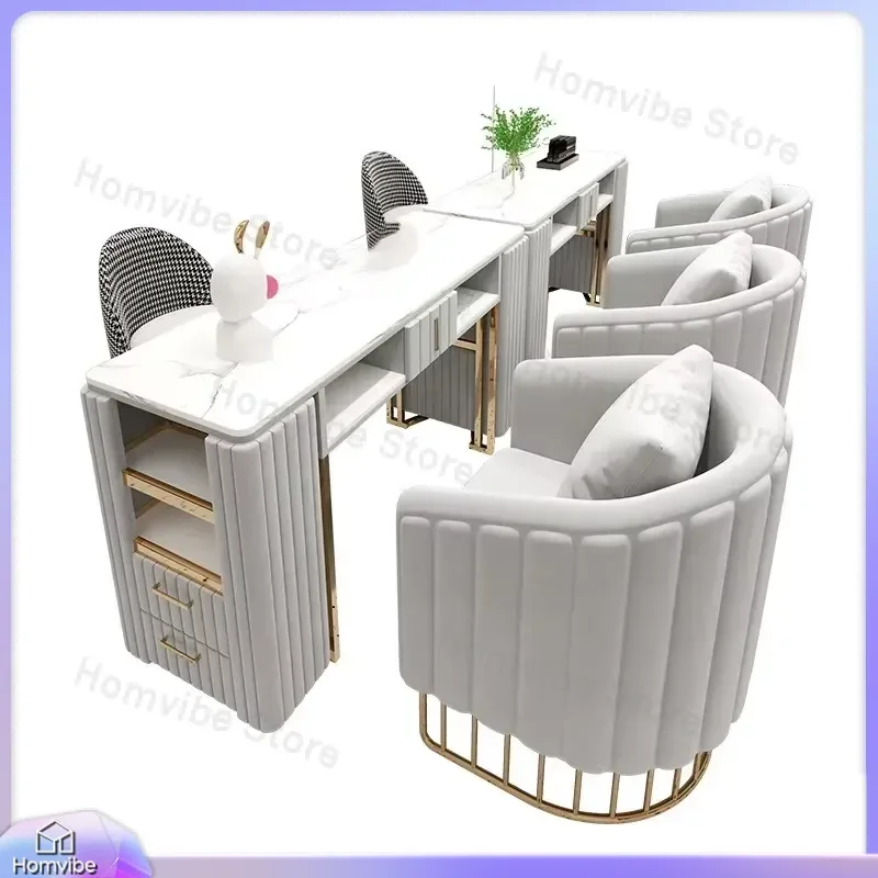 Nail Salon Table and Chair Set Professional Manicure Pedicure Station with Adjustable Height Ergonomic Design for Nail
