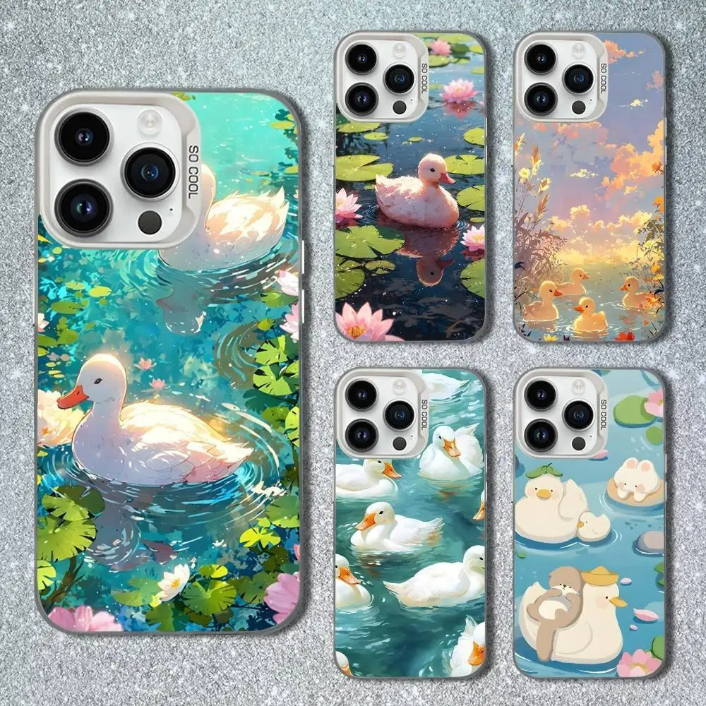 

Cute Cartoon Art Duck Phone Case For iPhone 13,15,14,16,12,11,Mini,MAXXS,Pro,SE, White Matte Shockproof Cover