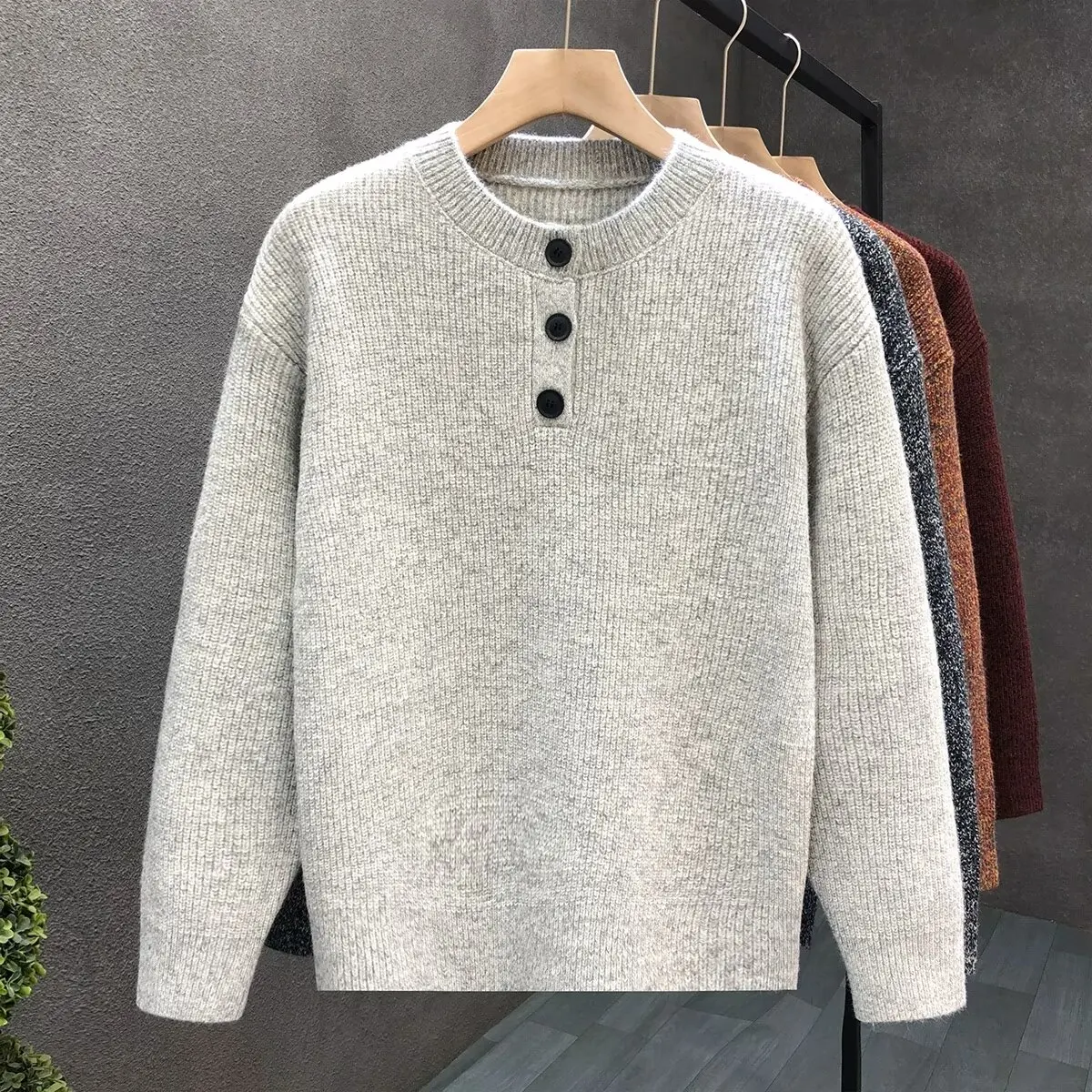 

2025 Sle Men's Knitted Sweater Autumn Winter Loose Fit Lazy Sle Button up Casual Warm Soft American Sle Knitwear