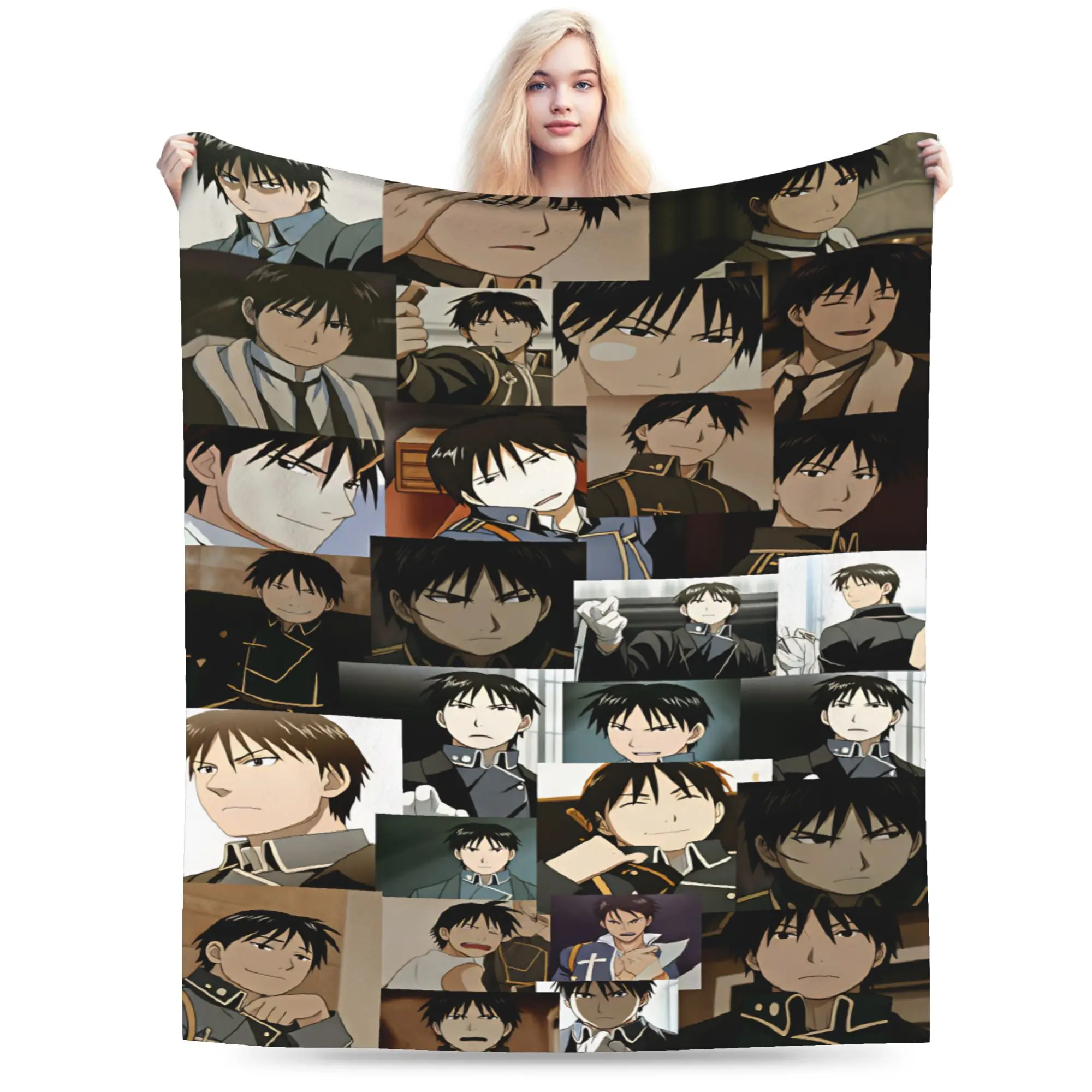 Roy Mustang Soft Comfy Blanket For Chair Sofa Bed Fullmetal Alchemists Graphic Bedding Throws Spring Office Flannel Bedspread