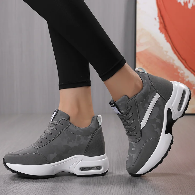 2024 Women Air Cushion Sneaker Insole Increase Height Brand Sport Shoes High Buttom Outdoor Daily Walking Shoes