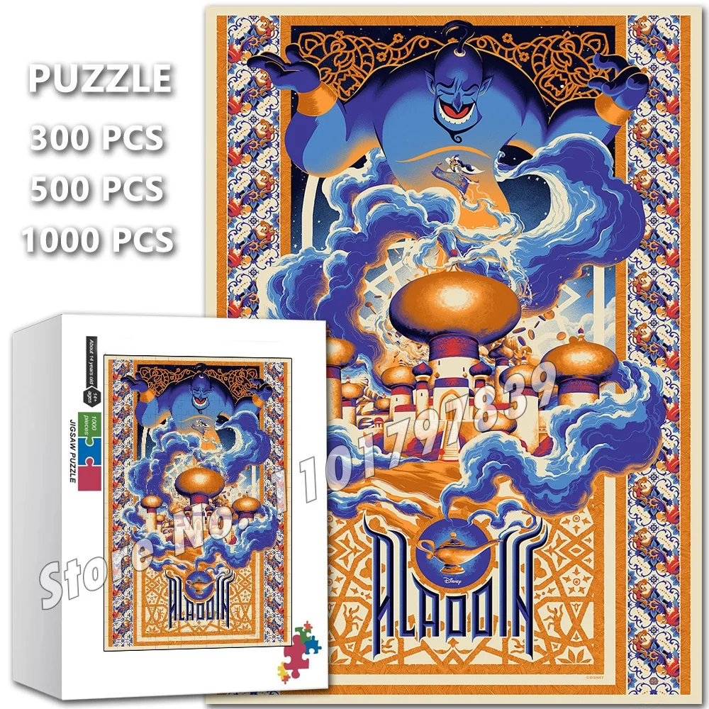 

Disney Cartoon Aladdin Jigsaw Puzzles 300/500/1000 Pieces Princess Jasmine Assembled Educational Puzzle Toys for Kids Gifts