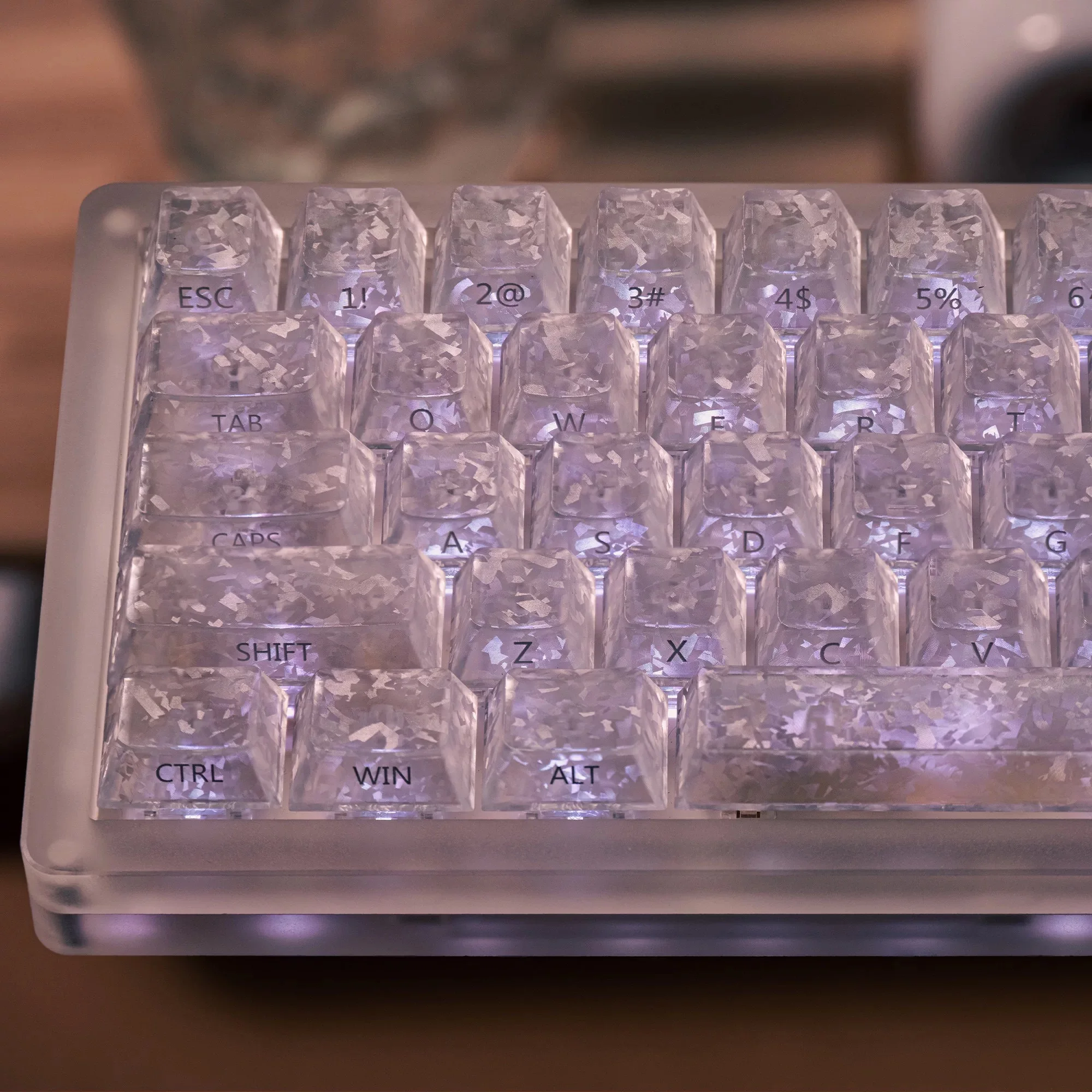 119 Keys Translucent Keycaps Carbon Fiber Cherry Keycaps PC Key Gift DYE-SUB Mechanical Keyboard for Made68 Mad68 Wooting 60