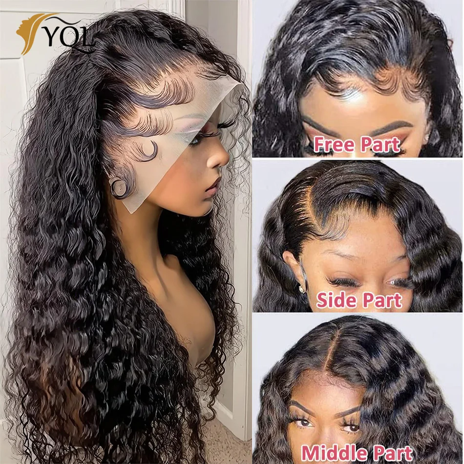 Wholesale 13x4 Water Wave Transparent Lace Frontal Wig Brazilian Pre Plucked Lace Front Human Hair Wigs For Women