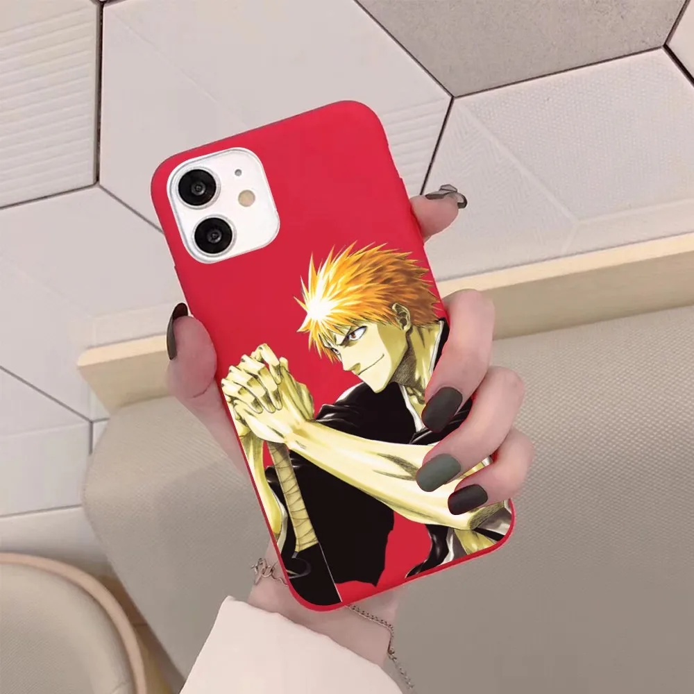 Anime Bleach Kurosaki Ichigo Phone Case for iPhone 14 11 12 13 Mini Pro Xs Max 8 7 6 6S Plus X XR Solid Candy Color Case